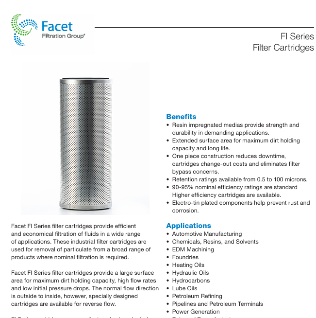 FI Series  Filter Cartridges，F(xiàn)I-209